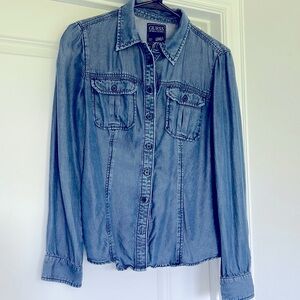 Guess Denim Button Up Top Size Small